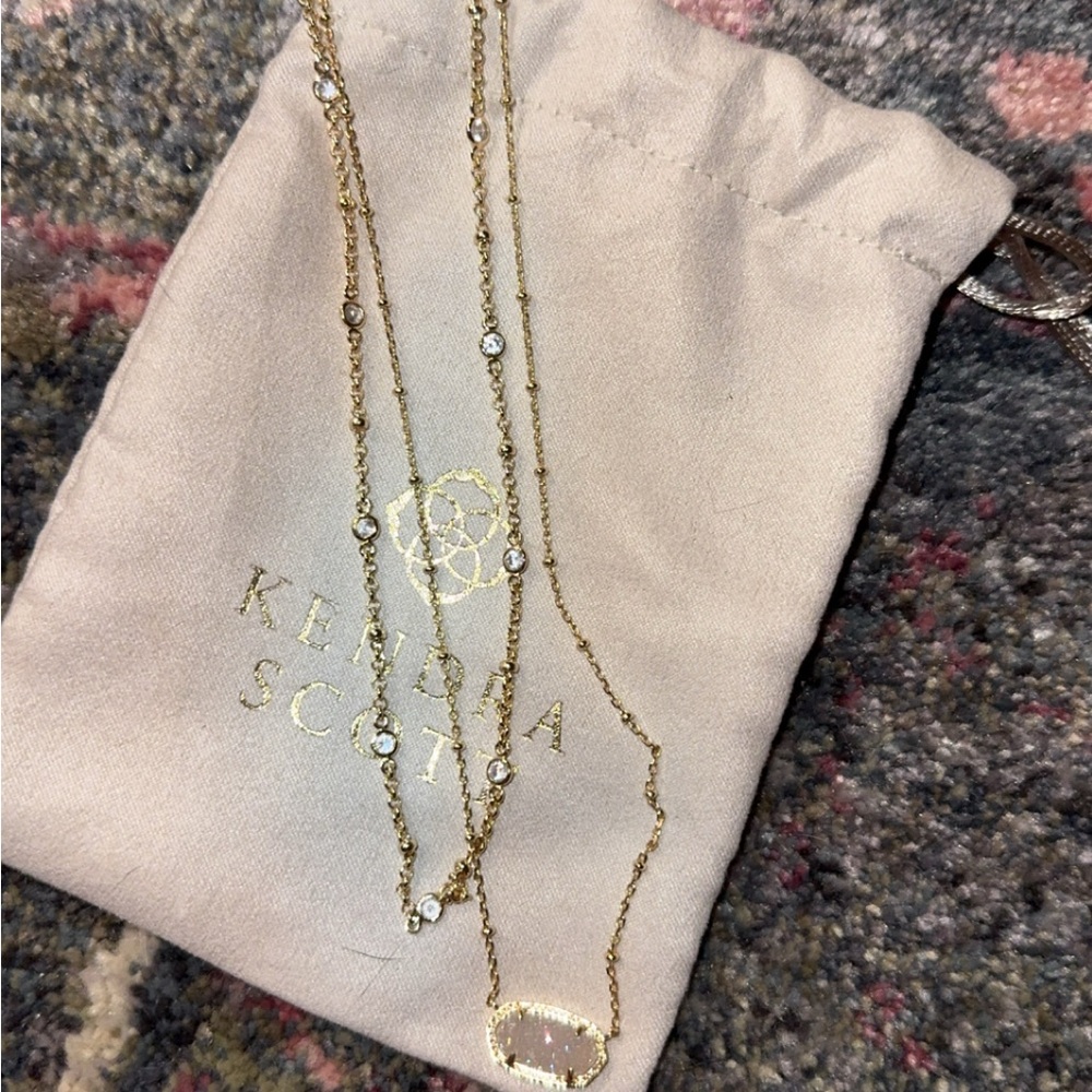 Kendra Scott Gold Necklace with Clear Gems